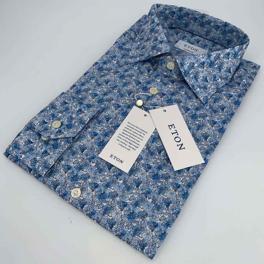 Eton Dress Shirt Mens XL 17 - 43 Multi Floral Signature Twill Contemporary Fit